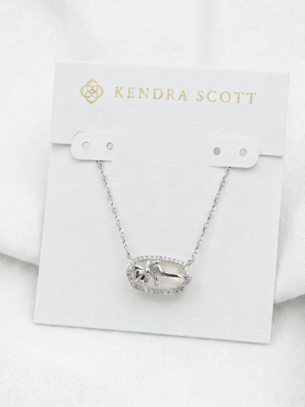 Kendra Scott Elisa Bow Ivory Silver Short Necklace | NEW